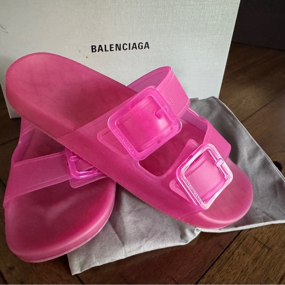 Balenciaga Vibrant Pink Slide Sandals